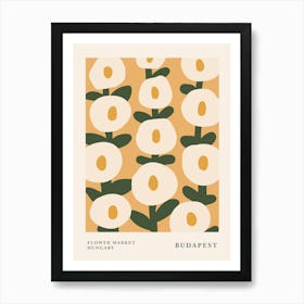 Flower market Budapest, Cute abstract flowers, Neutral autumn decor, Yellow beige Art Print