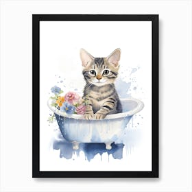 Egyptian Mau Cat In Bathtub Bathroom 2 Art Print