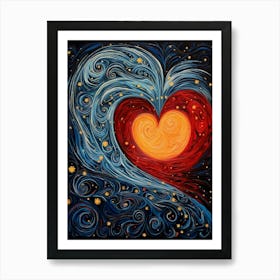 Van Gogh Inspired Heart Swirls 1 Art Print