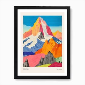 Aoraki New Zealand 2 Colourful Mountain Illustration Poster Poster