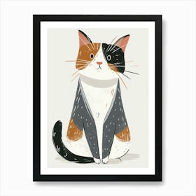 Japanese Bobtail Cat Clipart Illustration 1 Art Print