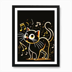 Cat With Music Notes 19 Art Print