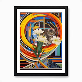 Iris With A Cat 4 Abstract Expressionist Art Print