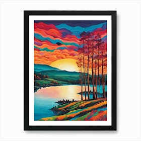 Sunset Over The Lake 7 Poster