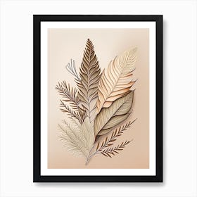 Cypress Leaf Earthy Line Art Art Print