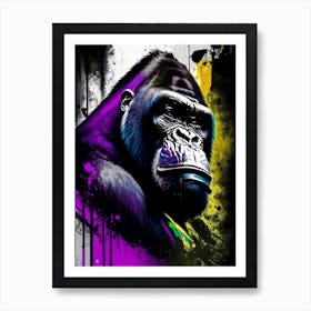 Gorilla With Graffiti Background Gorillas Graffiti Style 3 Art Print