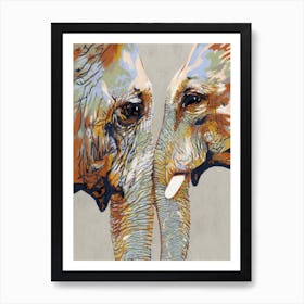 Familial Love Of Elephants Art Print