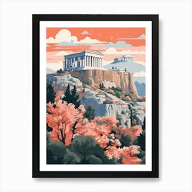 Parthenon   Athens, Greece   Cute Botanical Illustration Travel 1 Art Print