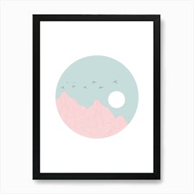 Mountains and Moon Art Print