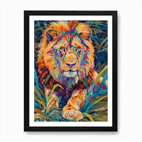 Asiatic Lion Fauvist Painting 2 Art Print