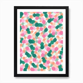 Pink And Green Splatters Art Print