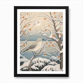 Winter Bird Painting Mockingbird 3 Art Print