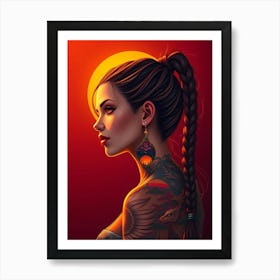 Tattooed Girl in the Sun Art Print