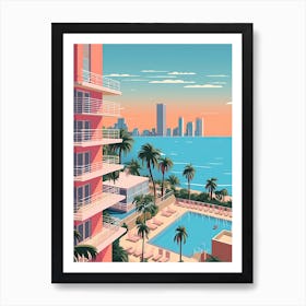Miami Beach Florida, Usa, Graphic Illustration 1 Art Print