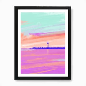 Sunset At The Lighthouse Art Print