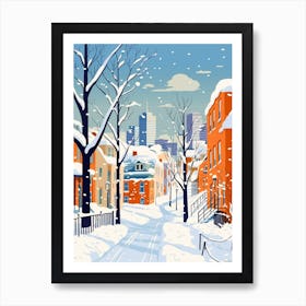 Retro Winter Illustration Montreal Canada 1 Art Print