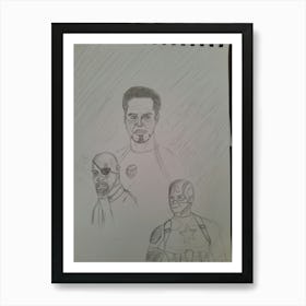 Avengers(Tony, captain America, Nick fury) Art Print