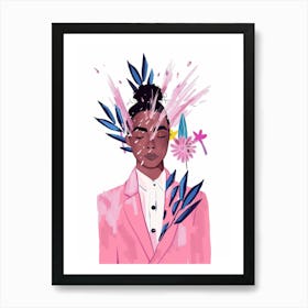 Woman With Flowers On Her Head 14 Art Print