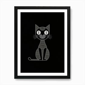 Cat On Black Background Art Print