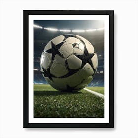 Soccer Ball On The Field Art Print