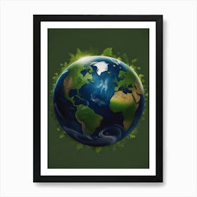 Earth Globe Art Print