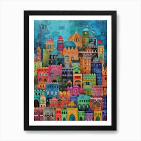 Kitsch Colourful Mumbai Cityscape 3 Art Print