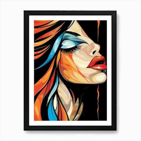 Girl With Colorful Hair 4 Art Print