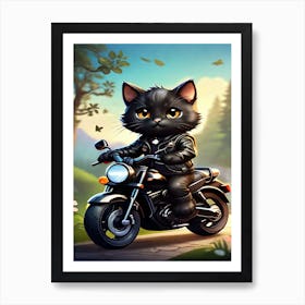 Cat On A Motorcycle 3 Art Print