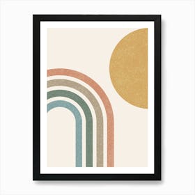 Mid-century Modern Sun and Rainbow - Abstract Modern Minimalist Colorful Art Print