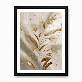 Gold Flowers Canvas Print Art Print