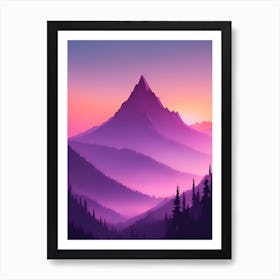 Misty Mountains Vertical Composition In Purple Tone 6 Art Print