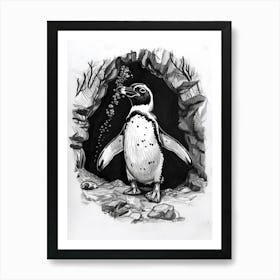 African Penguin Exploring Underwater Caves 4 Art Print