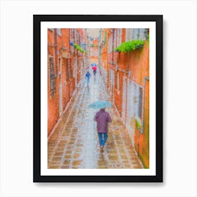 Rainy Street Scene Venice Art Print