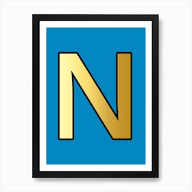 Letter N Gold Alphabet Lilac Art Print