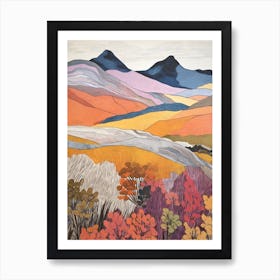 Beinn Ghlas Scotland Colourful Mountain Illustration Art Print