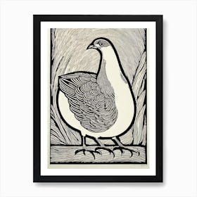 Partridge 2 Linocut Bird Art Print