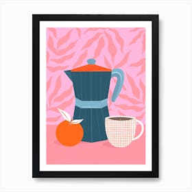 Coffee Pot And Orange Art Print