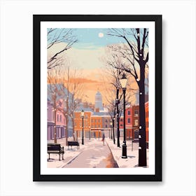 Vintage Winter Travel Illustration Liverpool United Kingdom Art Print