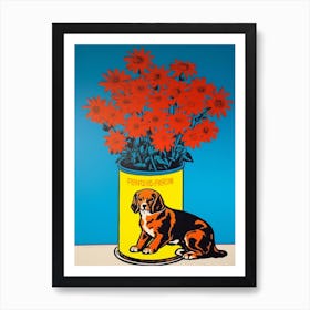 Daisies With A Dog Pop Art  Art Print