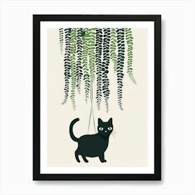 Cat Hanging From Ivy Art Print