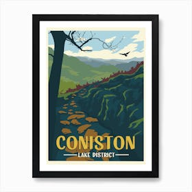 Coniston Travel Poster Lake District Art Print