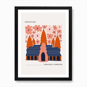 Angkor Wat   Siem Reap, Cambodia, Warm Colours Illustration Travel Poster 2 Art Print