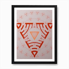 Geometric Abstract Glyph Circle Array in Tomato Red n.0013 Art Print