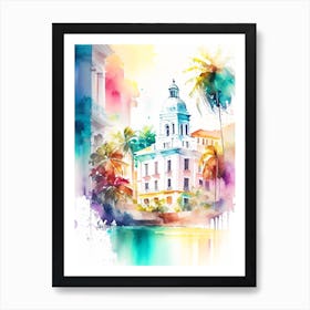 Puerto Rico Watercolour Pastel Tropical Destination Art Print
