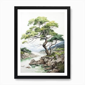 Iriomote Island In Okinawa, Japanese Brush Painting, Ukiyo E, Minimal 3 Art Print