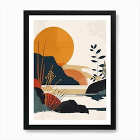 Sunset At The Lake, Scandinavian Simplicity Art Print