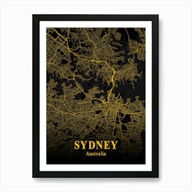 Sydney Gold City Map 1 Art Print