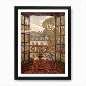 A Window View Of Paris In The Style Of Art Nouveau 4 Art Print
