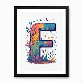 Colorful Letter F Illustration 82 Art Print