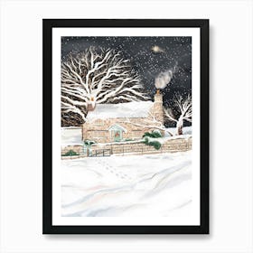 The Holiday Cottage Christmas Art Print